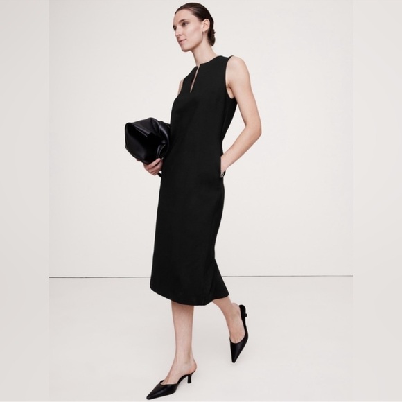 NWT! BANANA REPUBLIC EVERYWHERE PONTE COLUMN MIDI DRESS⭐️ 🧡 - Picture 3 of 10